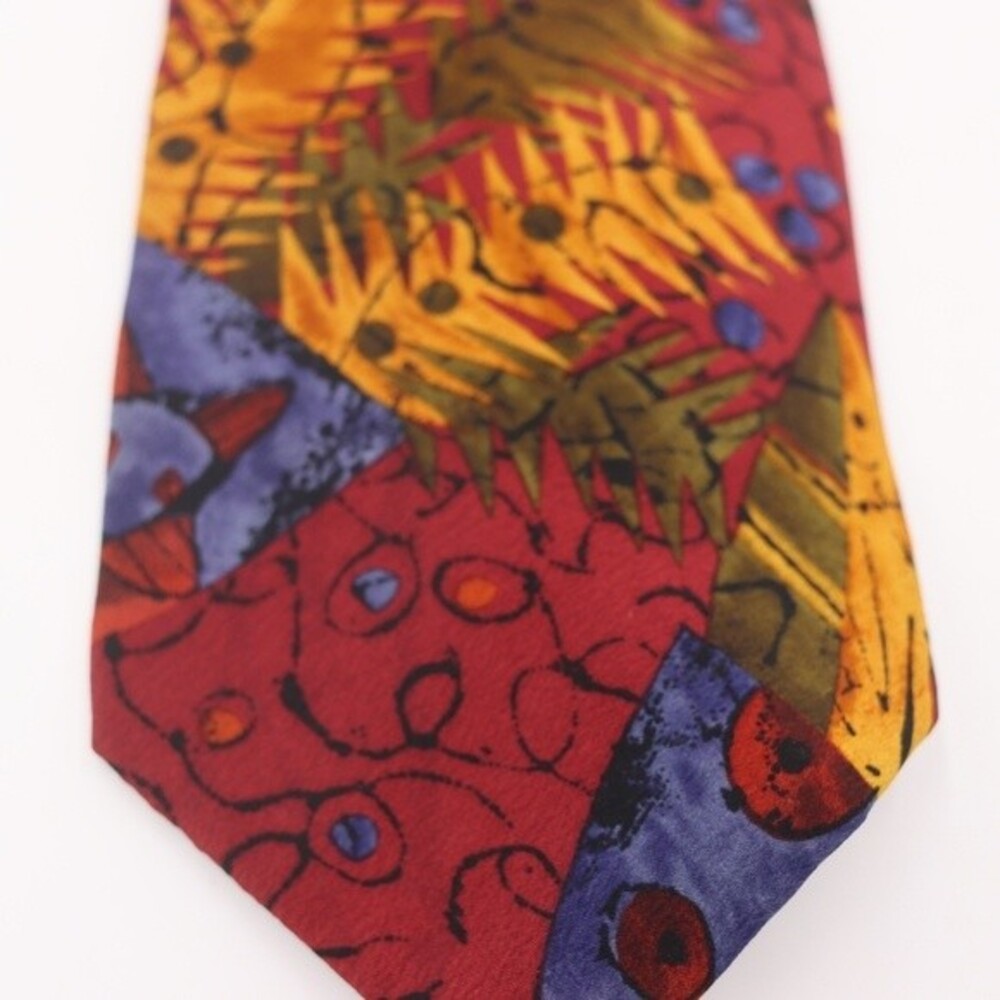 Nino Cerruti Silk Necktie Fall Colors Floral Abstract Pattern 60" x 3" Luxury